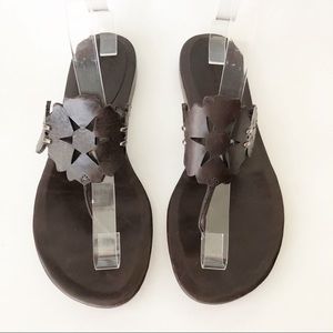 Vera Wang Lavender Floral Cutout Leather Sandal